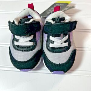 ATHLETIC WORKS GIRLS TODDLER ATHLETIC SHOES SIZE 2 ADJUSTABLE GRAY PURPLE NWT